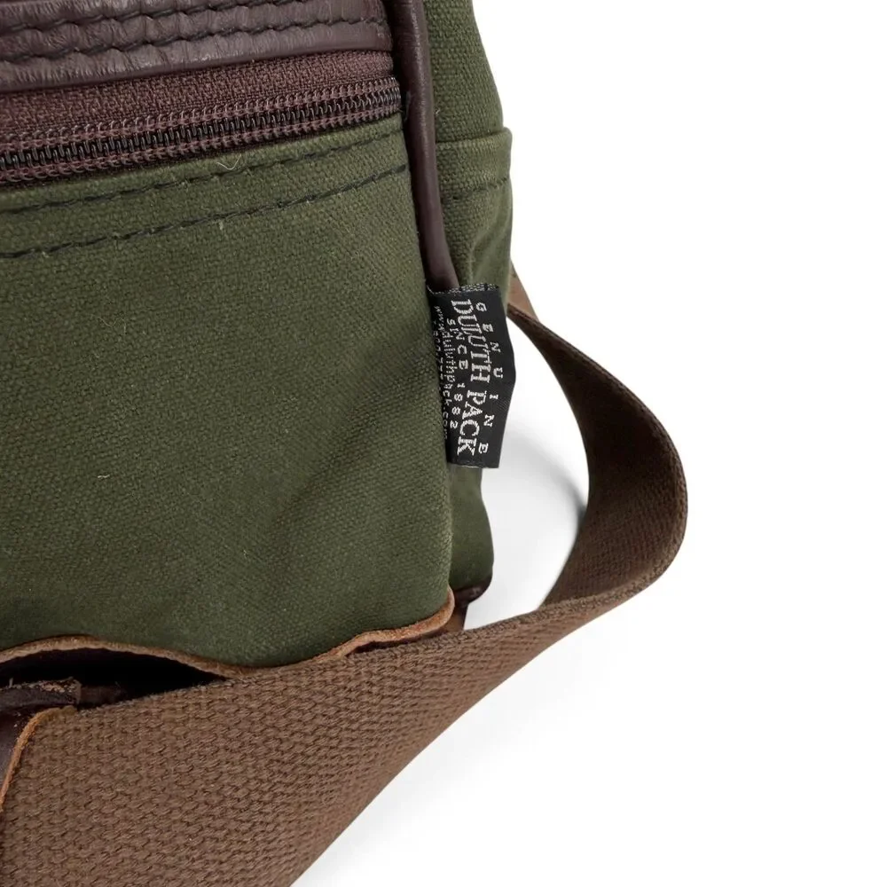 Duluth Pack Canvas Leather Weekender Duffel Bag Olive Drab 33L
